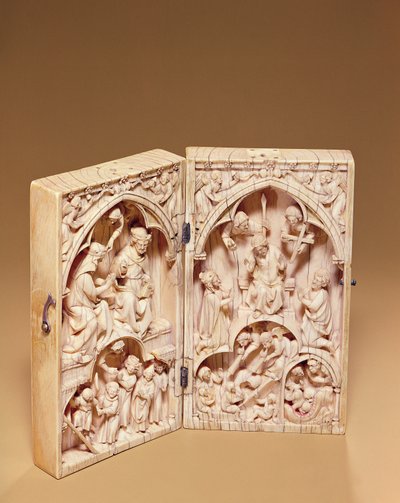 Diptychon mit der Krönung der Jungfrau und dem Jüngsten Gericht, ca. 1260-70 von French School