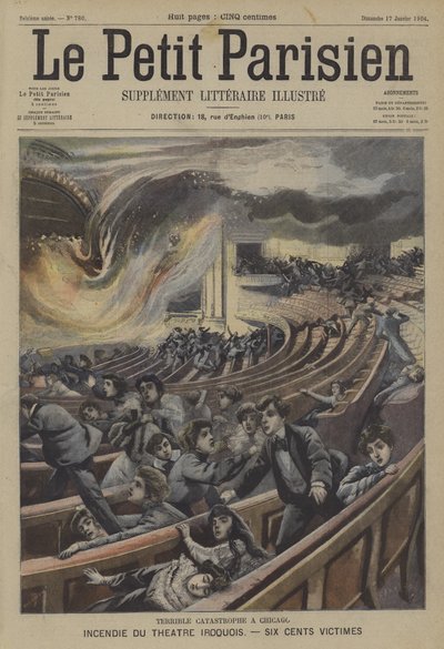 Verheerendes Feuer im Iroquois-Theater in Chicago von French School