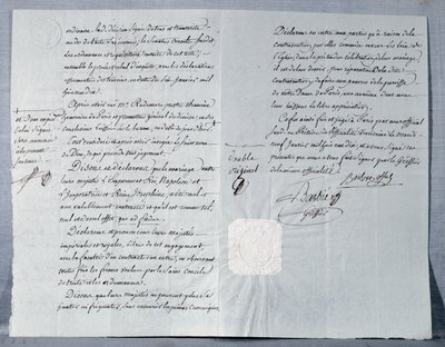 Scheidungserklärung von Kaiser Napoleon Bonaparte (1769-1821) und Kaiserin Josephine (1763-1814) 9. Januar 1810 von French School