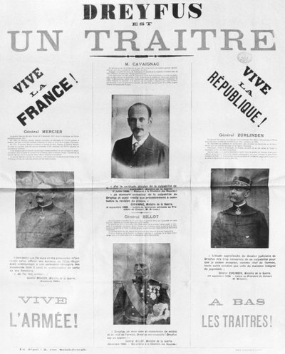Dreyfus ist ein Verräter, Plakat mit den Porträts seiner Verleumder, Ende des 19. Jahrhunderts von French School