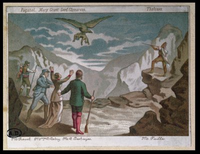 Adler entführt ein Kind, Vignette, die ein Stück illustriert, das aus Jules Vernes Roman 