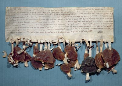 Edikt von König Ludwig VIII. von Frankreich, das die Praxis des Wuchers durch Juden verbietet (Tinte auf Pergament & Wachs) von French School