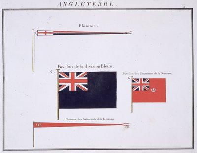 Englische Flaggen, aus einem französischen Flaggenbuch, ca. 1819 von French School