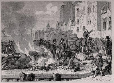 Englische Waren verkauft oder verbrannt wegen der von Napoleon verhängten Kontinentalsperre gegen Großbritannien von French School
