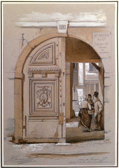 Eingang zum Hotel der Marquise de Brinvilliers, 28 rue de Bievre, Paris von French School