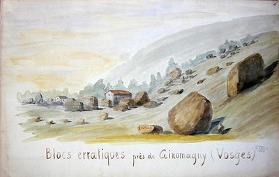 Erratische Blöcke bei Giromagny in der Region Vogesen von French School