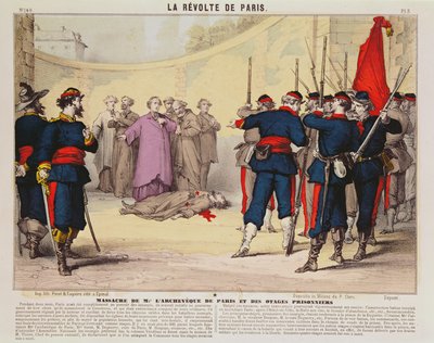 Hinrichtung des Erzbischofs von Paris, Monseigneur Darboy, während der Pariser Kommune, 1871 von French School