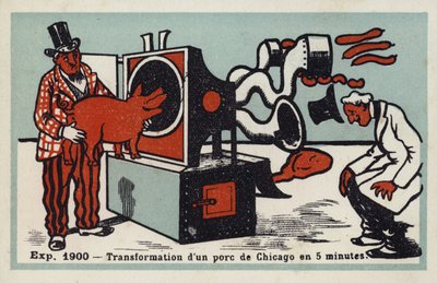 Ausstellung 1900 - Verwandlung eines Chicagoer Schweins in 5 Minuten von French School