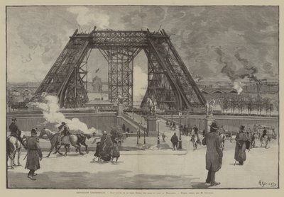 Weltausstellung, aktueller Zustand des Eiffelturms, Blick vom Trocadero-Park von French School