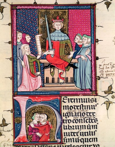 F.39r Ehegesetz, eine ehebrecherische Frau vor Gericht, aus Justiniani in Fortiatum von French School