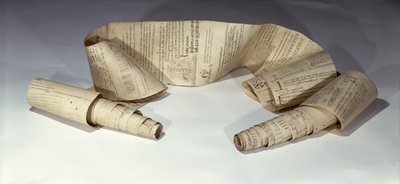 Faksimile einer Pergamentrolle aus dem 13. Jahrhundert, verwendet von mittelalterlichen Mönchen von French School