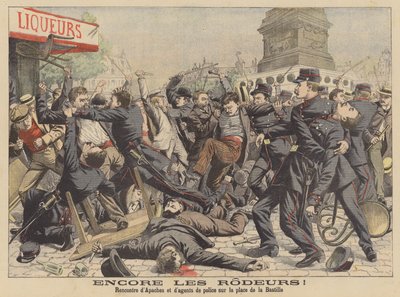 Kampf zwischen Apachen und der Polizei auf der Place de la Bastille in Paris von French School