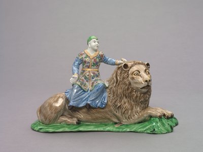 Figur auf einem Löwen sitzend, um 1750 von French School
