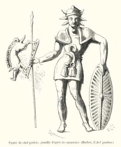 Figur eines gallischen Häuptlings, vergrößert nach den Münzen von French School