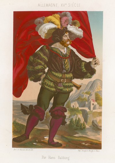 Figur eines Mannes mit einer Fahne von French School