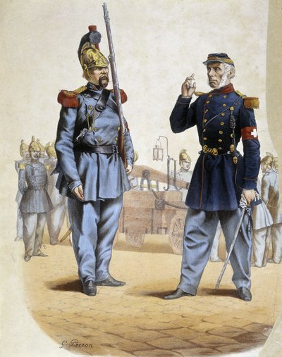 Feuerwehrleute im Jahr 1860 von French School