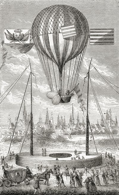 Erster Flug mit einem lenkbaren Ballon, von Dijon, 12. Juni 1784, aus 