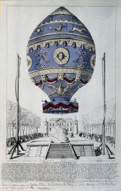Erster menschlicher Flug von Pilâtre de Rozier am 21. November 1783 von French School