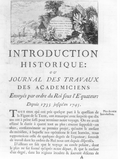Erste Seite der Einleitung zum Journal des Travaux des Academiciens Envoyes par Ordre du Roi sous l