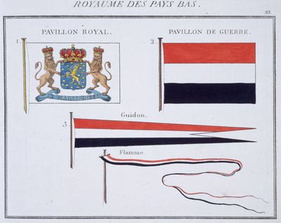 Flaggen aus dem Königreich der Niederlande, aus einem französischen Flaggenbuch, ca. 1819 von French School