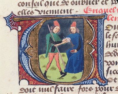 Fol.19r Aderlass, aus Traite de Medecine von Aldebrande de Florence, 1356 von French School