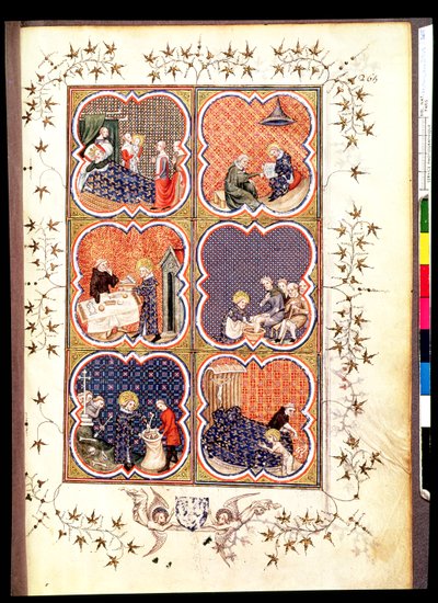 Sechs Szenen aus dem Leben von Saint Louis (1215-70), aus den Grandes Chroniques de France, 1375-79 von French School