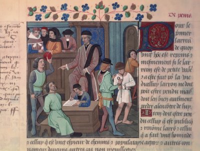 Fr 4367 f.55v Ein Richter verhört Gefangene von French School