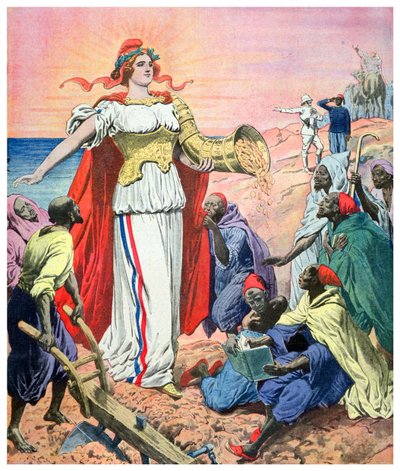 Frankreich als Wohltäter des Reichtums für das Volk von Marokko von French School