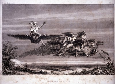 Freimaurerei: Dianes Rennen. Gravur aus „Picturesque Histoire de la Franc Maconnerie et des Societes Secretes antique et modernes“ von F.-T. B. Clavel. Pagnerre, Herausgeber. 1843. von French School