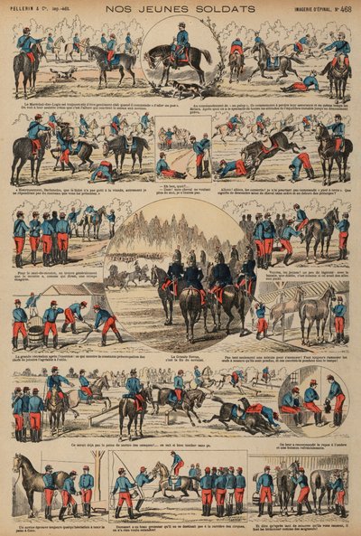 Kavalleriekadetten der französischen Armee im Training (Farbstich) von French School