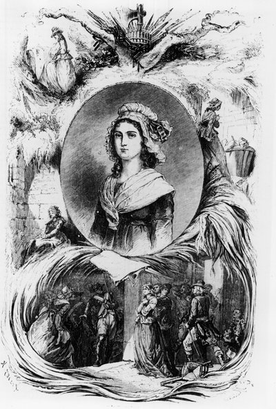 Französische Revolution: Porträt von Charlotte Corday, ca. 1793. von French School
