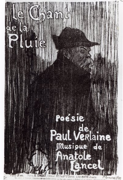 Titelblatt der Partitur Le Chant de la pluie, nach einem Gedicht von Paul Verlaine, 1844 von French School