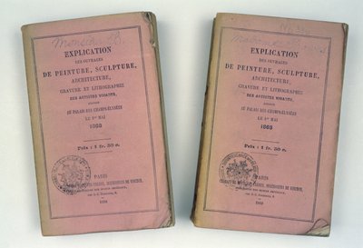 Vorderseiten von zwei französischen Salon-Katalogen, die Mr und Mrs Bowes geschenkt wurden, 1868 von French School
