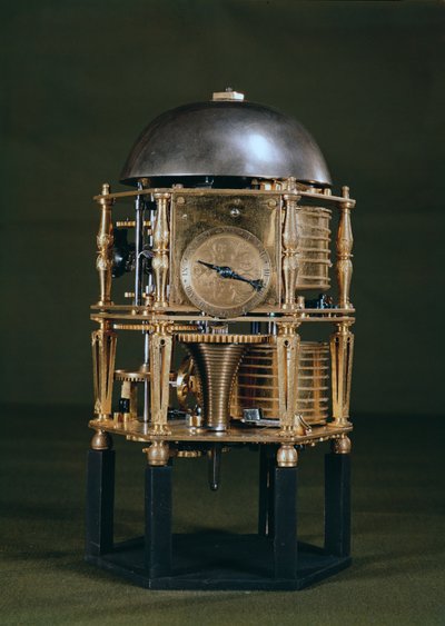 Vorderseite eines sechseckigen Tischuhrwerks von Nicolas Lemaindre von French School