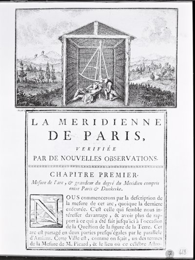 Titelseite des ersten Kapitels von La Meridienne de Paris von Cesar-Francois Cassini de Thury, 1744 von French School