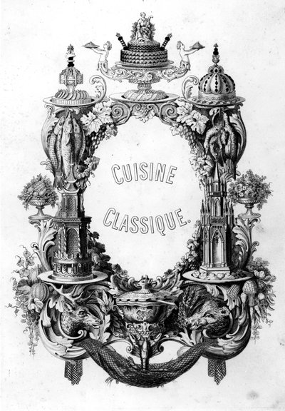 Frontispiz aus Cuisine Classique von Urbain Dubois und Emile Bernard, Ausgabe veröffentlicht 1899 von French School