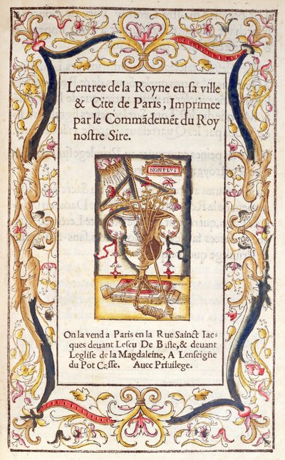 Frontispiz zu einem Buch über den Einzug von Marguerite de Navarre in Paris im Jahr 1531 von French School
