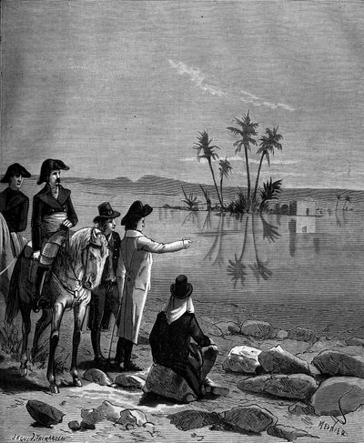 Gaspard Monge, Graf von Peluse (1746 - 1818), französischer Mathematiker während der Ägyptenexpedition (1798-1801) beobachtete das Phänomen der Fata Morgana. von French School