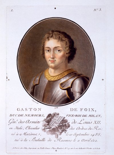 Gaston de Foix, Duc de Nemours, aus Portraits des grands hommes, femmes illustres, et sujets memorables de France, veröffentlicht 1787-92 von French School
