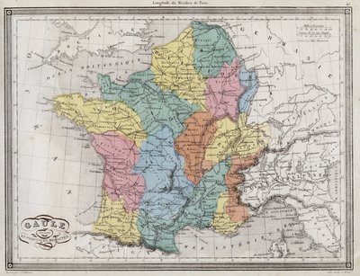 Gallien, aufgeteilt in römische Provinzen - Tafel aus dem 