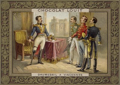 General Daumesnil weigert sich, das Château de Vincennes, Frankreich, 1814, zu übergeben von French School