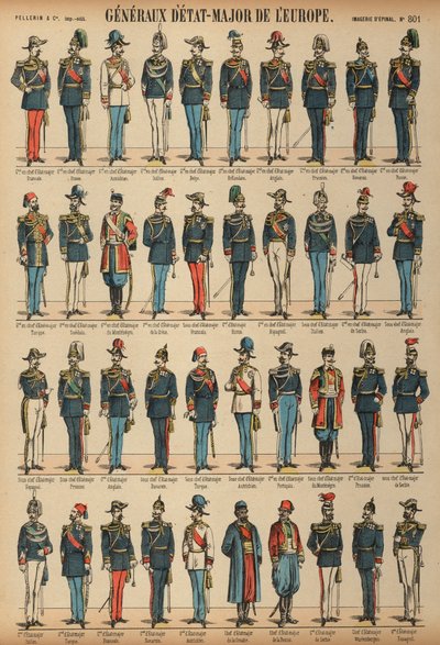 Generalstabsoffiziere und Uniformen von Armeen aus aller Welt von French School