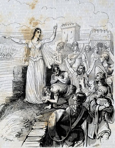 Genneviève beruhigt die Menschen von Paris - in „Histoire de France“ von L.-P. Anquetil von French School