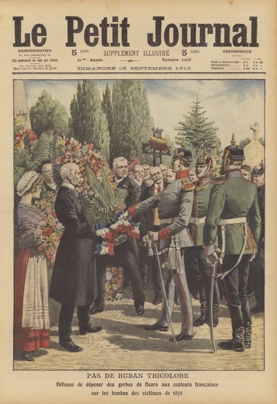 Deutsche Soldaten verweigern das Ablegen von Kränzen mit französischen Trikolore-Bändern auf den Gräbern der im Deutsch-Französischen Krieg gefallenen Soldaten von French School
