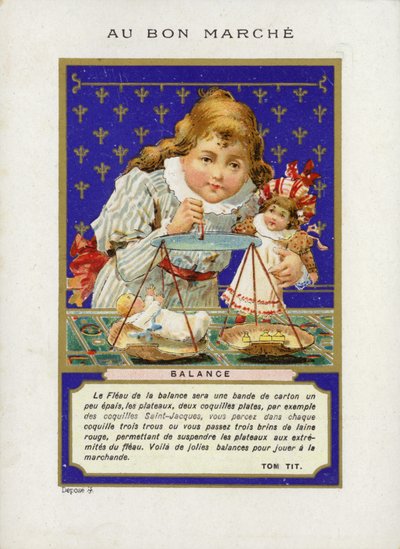 Mädchen spielt mit Waage von French School