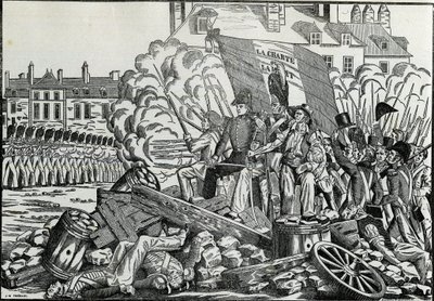 Ruhmreiche und denkwürdige Kämpfe im Juli 1830 im Pariser Rathausviertel - Revolution von 1830 - Die Kämpfe in den Julitagen 1830 in Paris von French School
