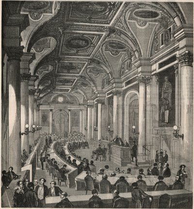 Großer Sitzungssaal im Staatsrat in Paris - Gravur in „Tableau-de-Paris“ von Edmond Texier 1852 von French School
