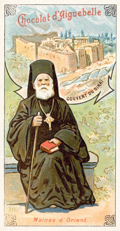 Griechisch-orthodoxer Mönch und das Katharinenkloster auf dem Sinai von French School