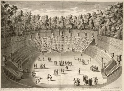 Hain des Salle du Bal, Versailles, aus Les Plans, Profils et Elevations des Ville et Chateau de Versailles, graviert von Lucas, veröffentlicht ca. 1715 von French School