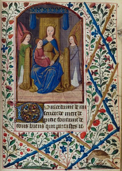 H/L-3-3 fol. 148r Jungfrau und Kind, aus Stundenbuch, Gebrauch von Paris, Mitte des 15. Jahrhunderts von French School